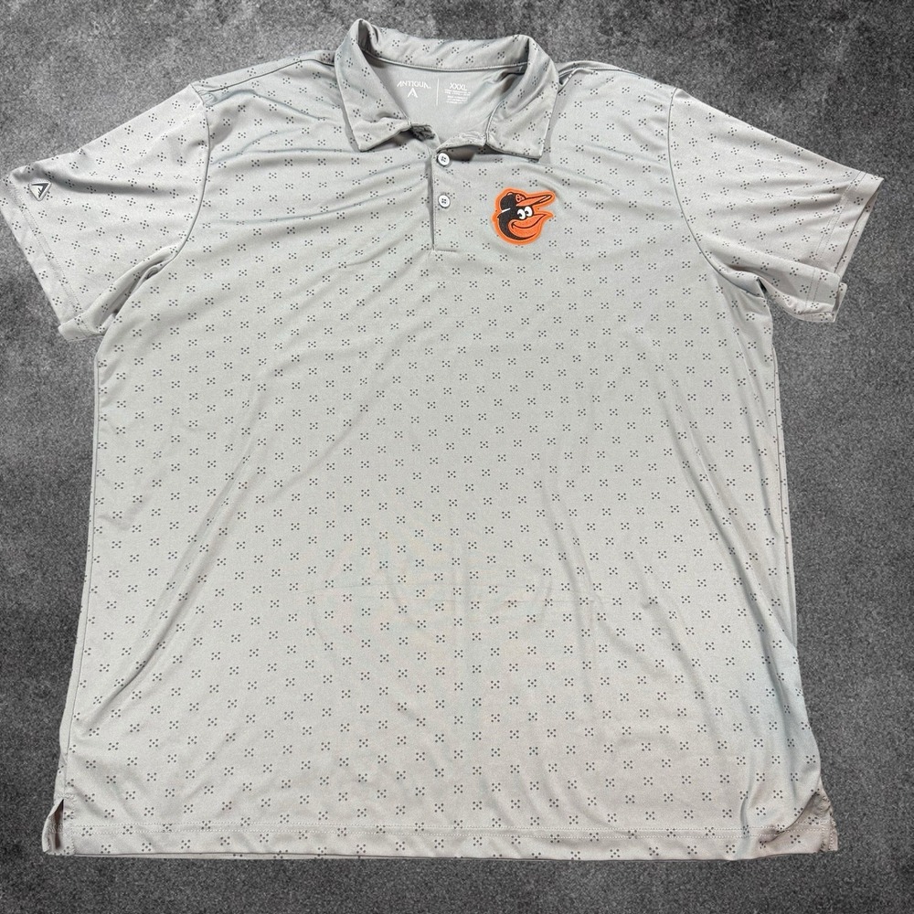 Antigua Baltimore Orioles Polo Shirt Mens 3XL Gray MLB Golf Performance Shirt